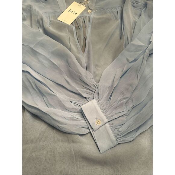 Joie lasha long sleeve 100% silk top light blue size Large and Medium, NWT - Picture 9 of 13